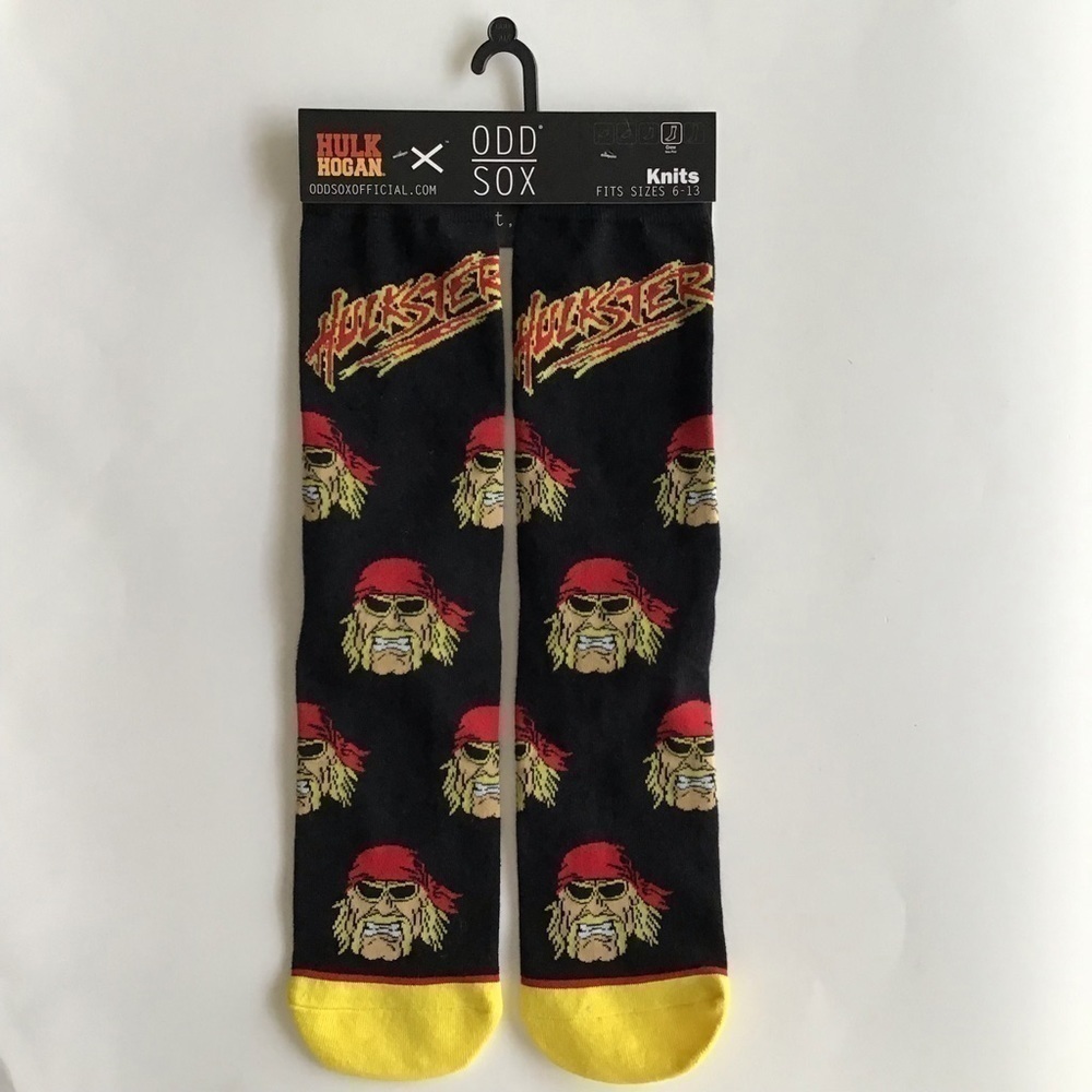 Hulk Hogan ODD SOX Men’s Crew Socks SZ 6-13 Black Stretch Wrestling Novelty NEW